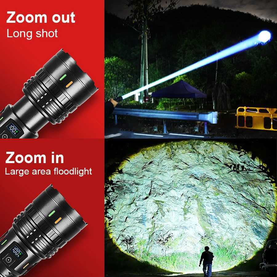 1000000LM High Power LED Flashlight Most Bright Tactical Flashlight Rechargeable Torch Powerful Long Shot 4000m Lamp for Hunting C250915