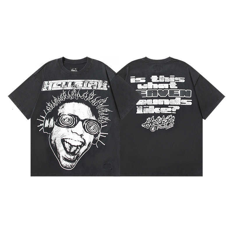 American Fashion Trend Brand Cartoon Pattern Oversized T-shirt Womens Y2K Street Hip-hop Harajuku Loose Round Neck Shirt W250804