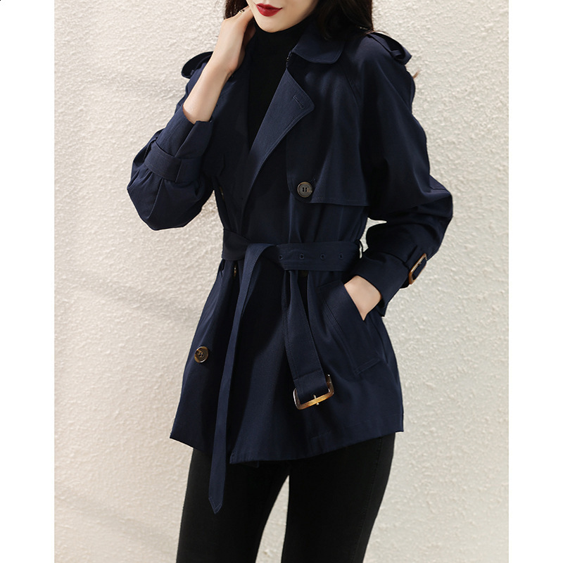 Classic Trench Coat Women Elegant OL Overcoat Autumn Loose Office Lady Soid Casual Thin Windbreaker with Belt 210421