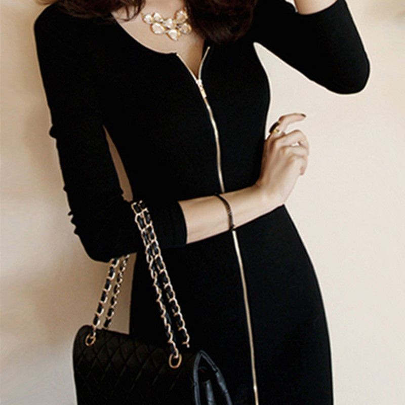 Skirt Autumn Winter HighEnd Dress New Slim Fit Slimming Base Dress Sexy Bodycon Fleece Lined Thickened Winter Dress