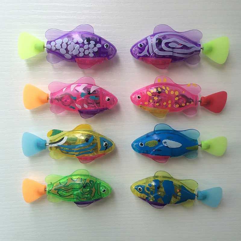 Childrens Party Ectronic Fish Light Induction Shower Interactive Swimming Water Play Pet Simulation Fish Toys Holiday Gifts C250915