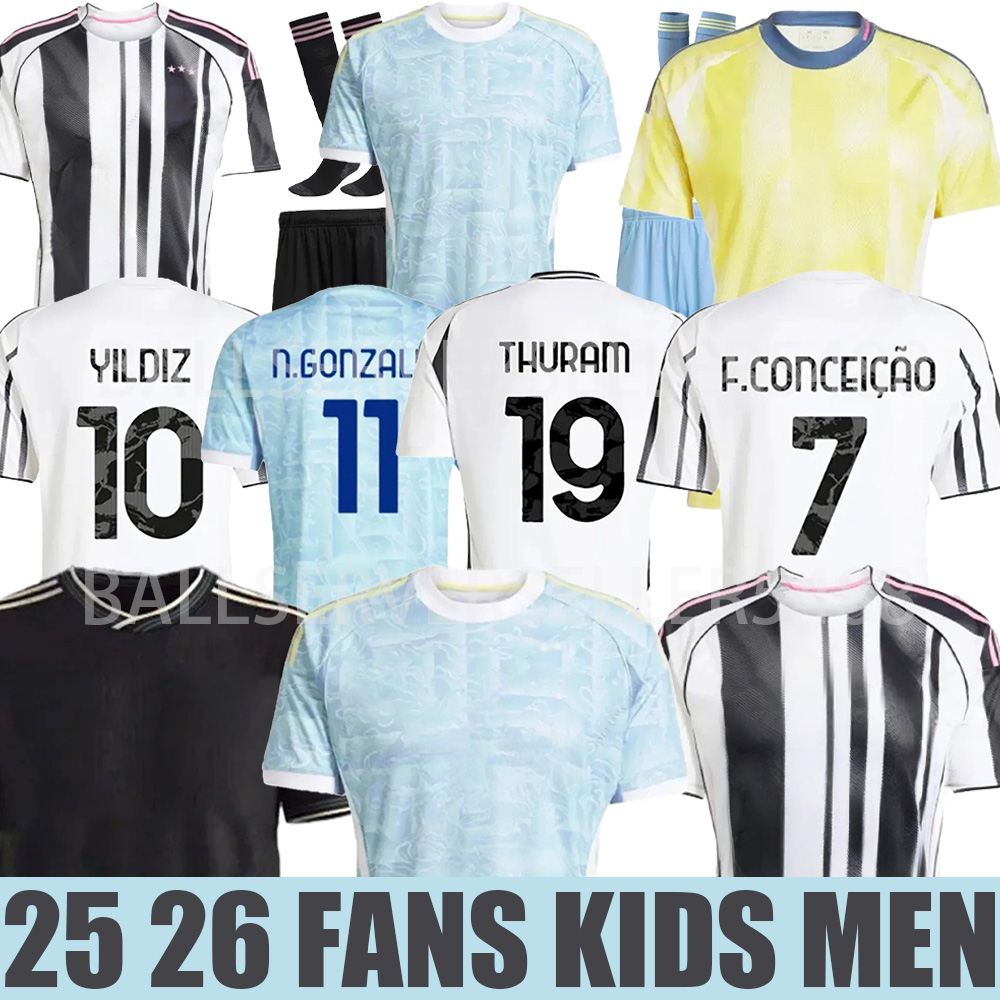 25 26 Soccer Jerseys Locatelli LUIZ Fans Player Home Away MILIK DIMARIA F.CONCEICAO Yildiz KEAN VLAHOVIC YILDIZ Thuram Kalulu Football Shirt Men Kids kit Kits Unifor