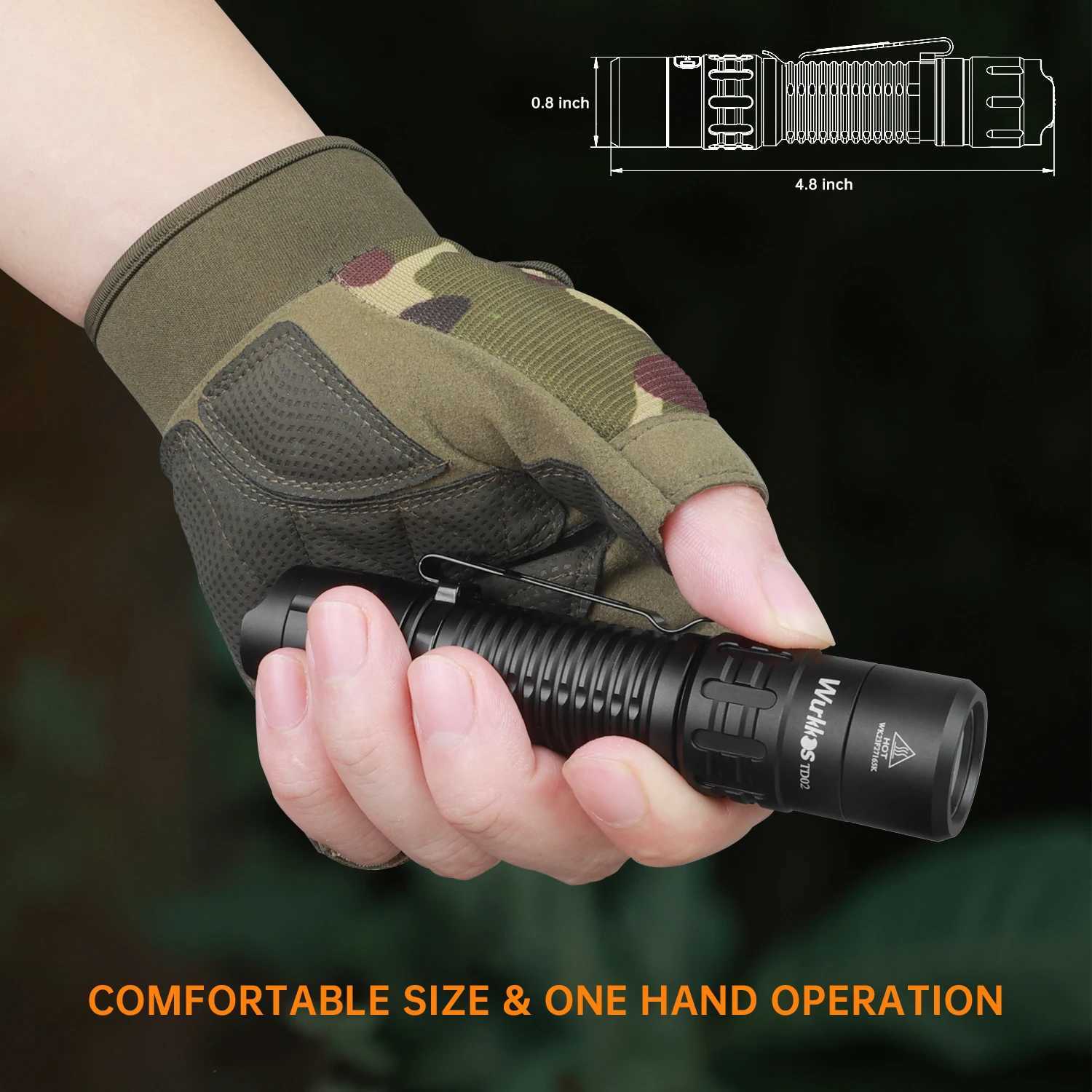 Wurkkos TD02 Self Defense Tactical Flashlight 18650 EDC Rechargeable Lamp 2000LM SST40 LED Torch IPX8 Military Emergency Light C250915