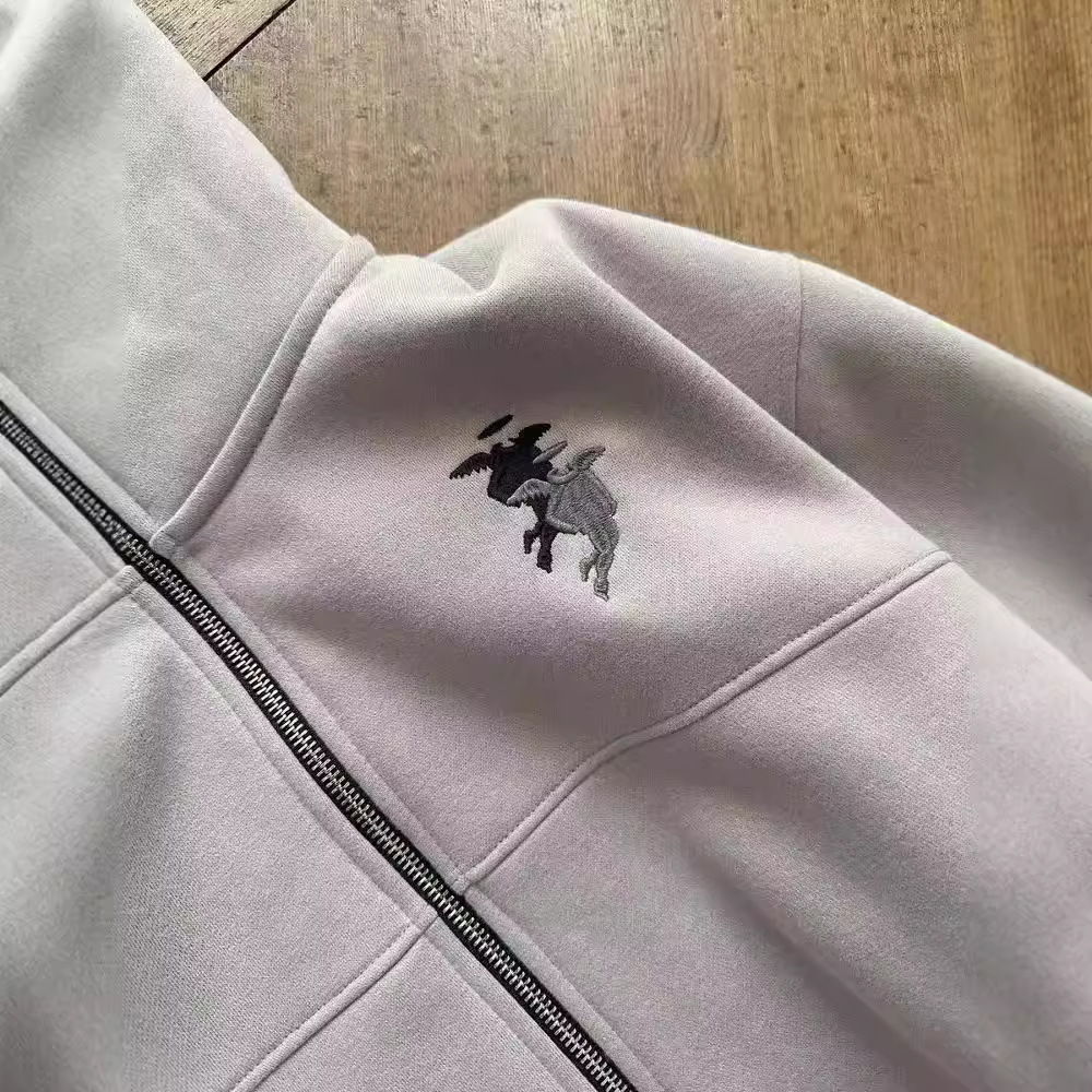 Men's Jackets Embroidered American fashion brand bandit design hooded zipper cardigan sweatshirt couple's windproof high street jacket