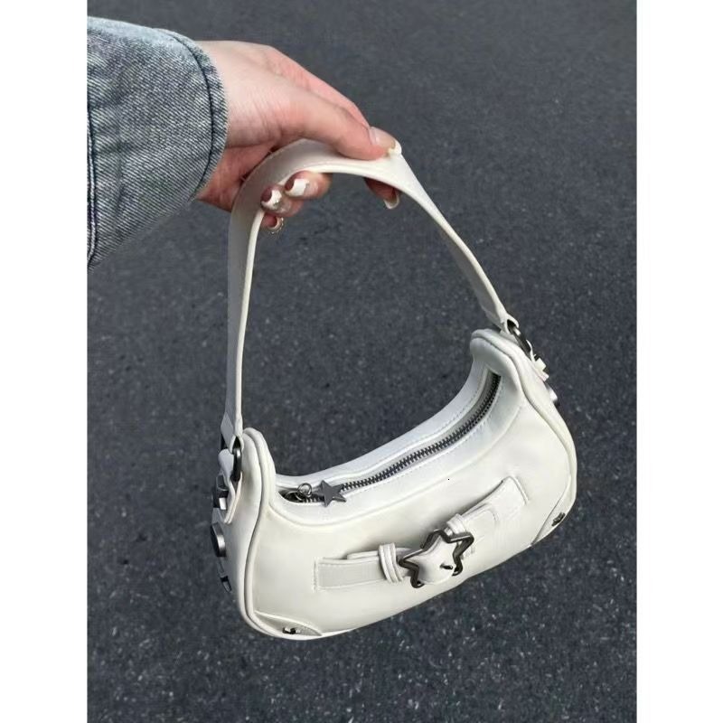 French retro style women s shoulder bag new handbag armpit bag autumn new designer bag pentagram design decoration popular women s commuting bag