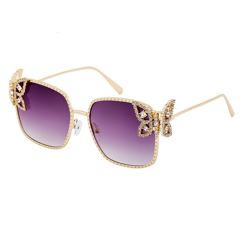 Fashion Butterfly Diamond Sunglasses for Women Metal Frame Sunglasses Women Shades