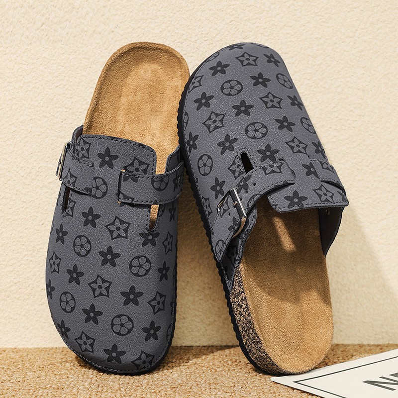 free shipping Fashionable slippers breathable anti slip trendy brand slippers men's couple style high-end feel, office and business Baotou slippe