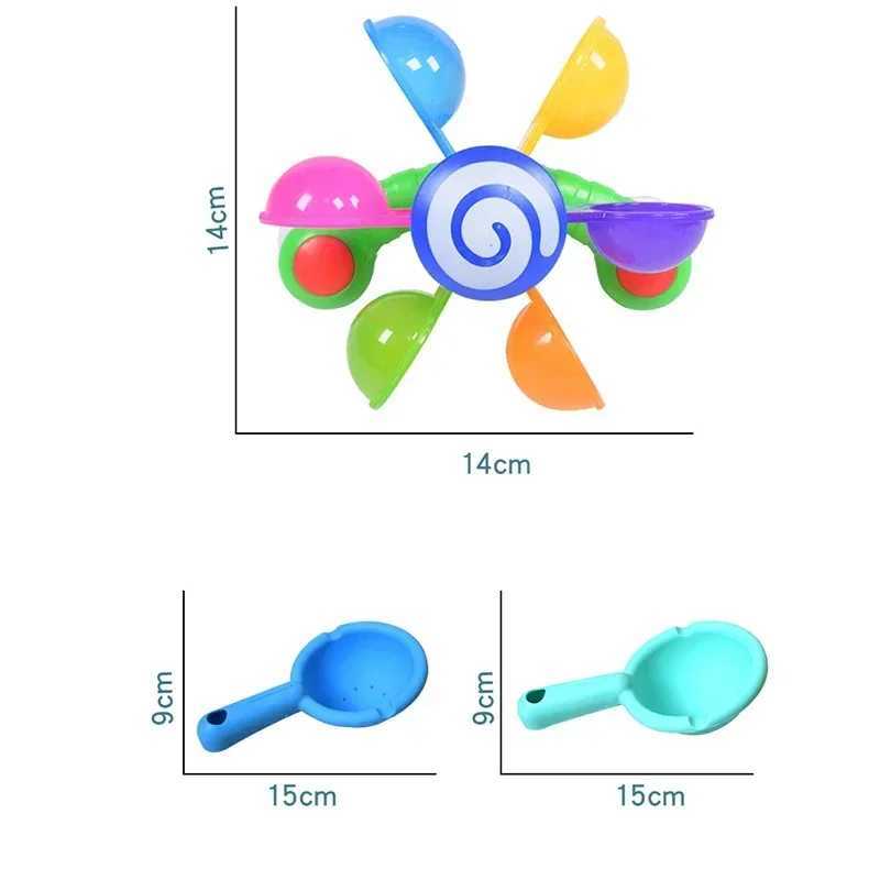 Rainbow Windmill Toddlers Bathing Sucker Water Spray Toy Colorful Waterwheel Baby Bath Toys Set Shower Sprinkler Toy C250915
