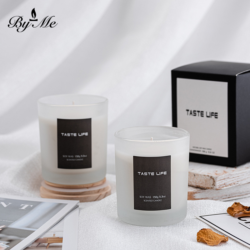 Soy Wax Fragrance Glass Candle with Wood Cover for Non-Smoking Aromatherapy Gifts