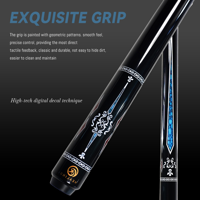 OKHEALING 1/2 Split Carbon Fibre Pool Cue Billiard Cue Stick Tip Diameter 12.5mm Radial Pin / 8 Teeth Joint Total Length 1474mm/58inch Weight 19Oz Bil