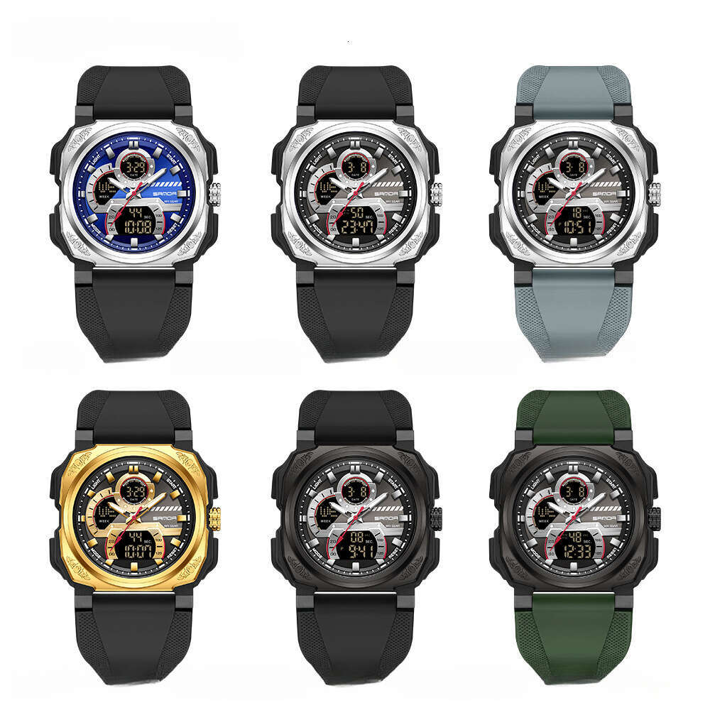 DHwatches Men's Electronic Quartz Multi-Function Alarm Clock Reminder Student Fashion Square Sports Watch