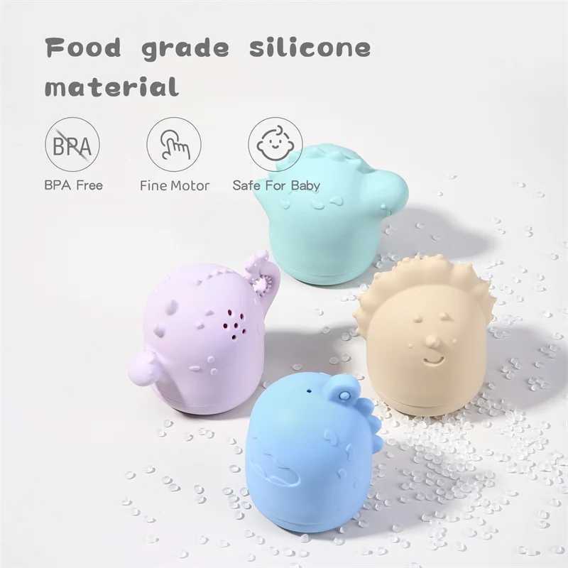 Baby Silicone Bath Toys Cute Dinosaur Cartoon Dragon Baby Silicone Puzzle Bathing Toys for Kids Bathroom Play Water Game Toys C250915