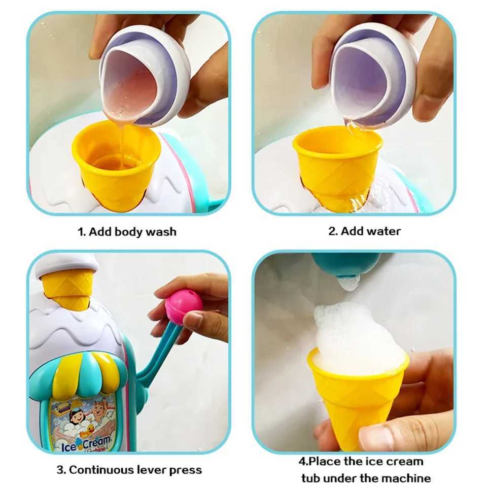 Ice Cream Maker Bubble Foam Play Machine Shower Baby Kids Toy DIY Delicate Rich Foam Bubble Maker For Bathing C250915