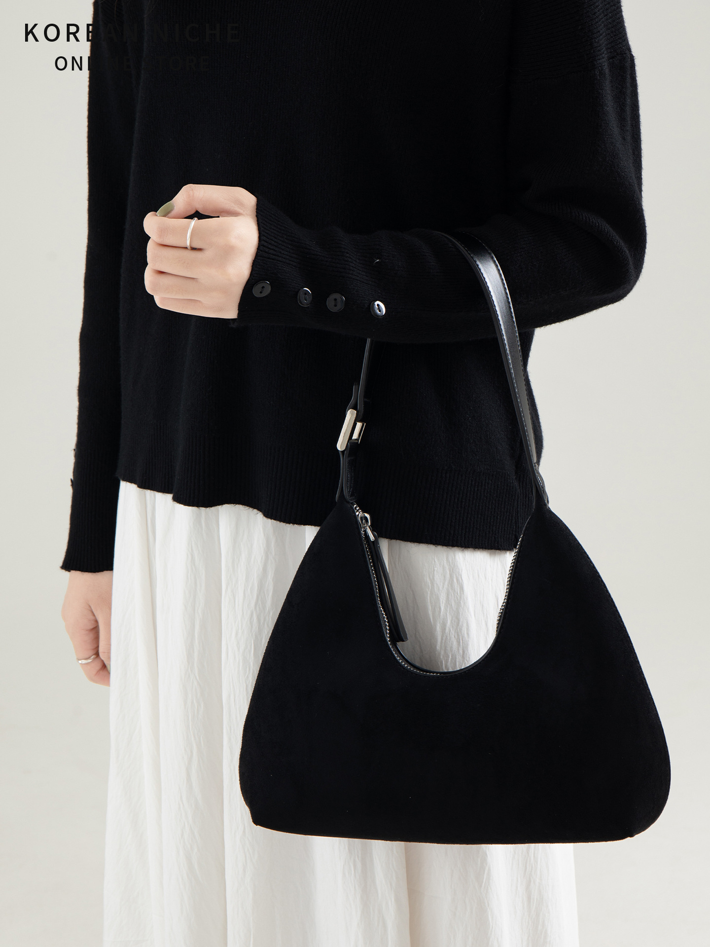 2025 High-End Niche Design Suede Underarm For Women Korean-Style New Model Trendy Versatile Retro Handbag And Shoulder Bag