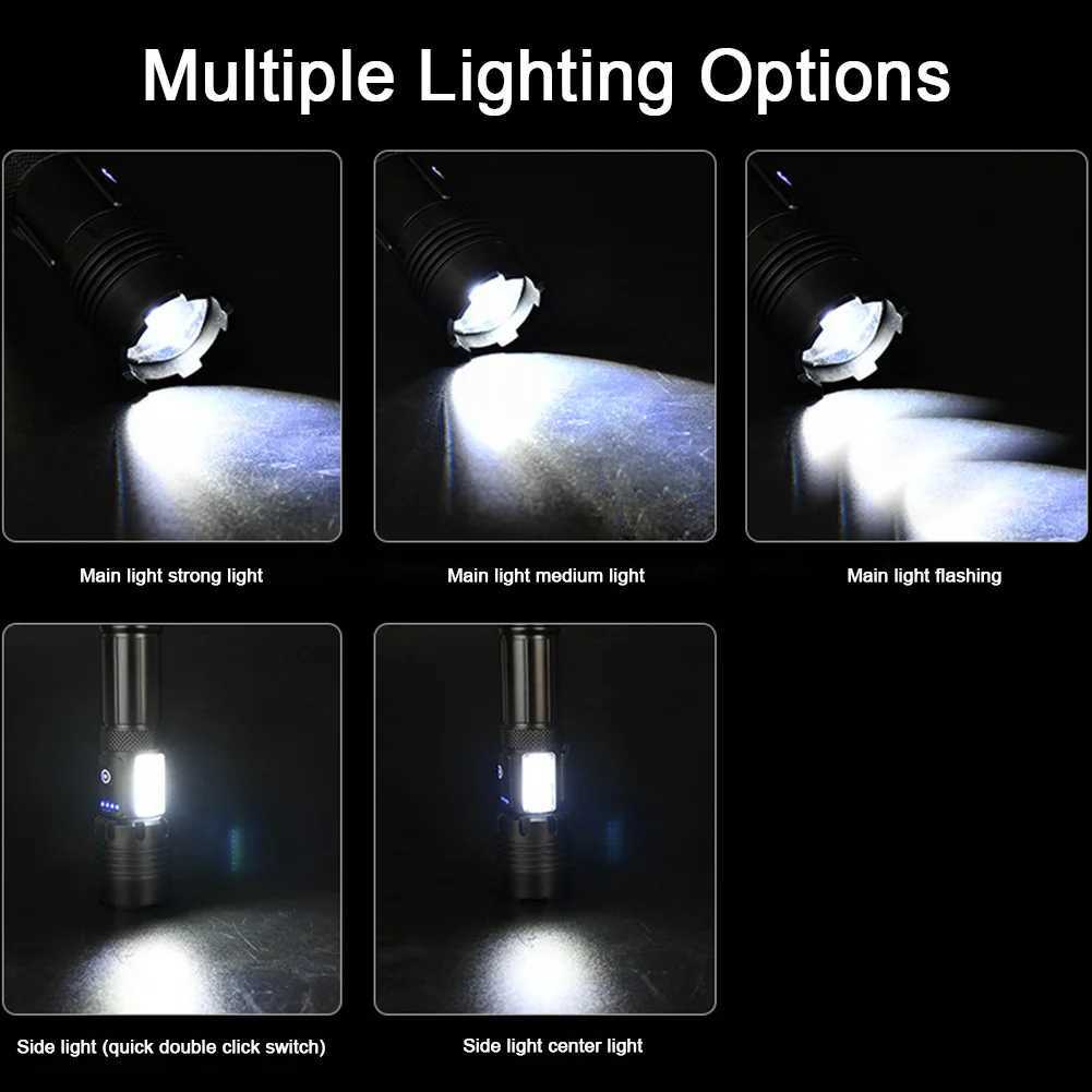 LED Flashlights USB Rechargeable Waterproof High Lumens Flashlight 3 Modes Super Bright Flashlight for Outdoor Fishing Adventure C250915