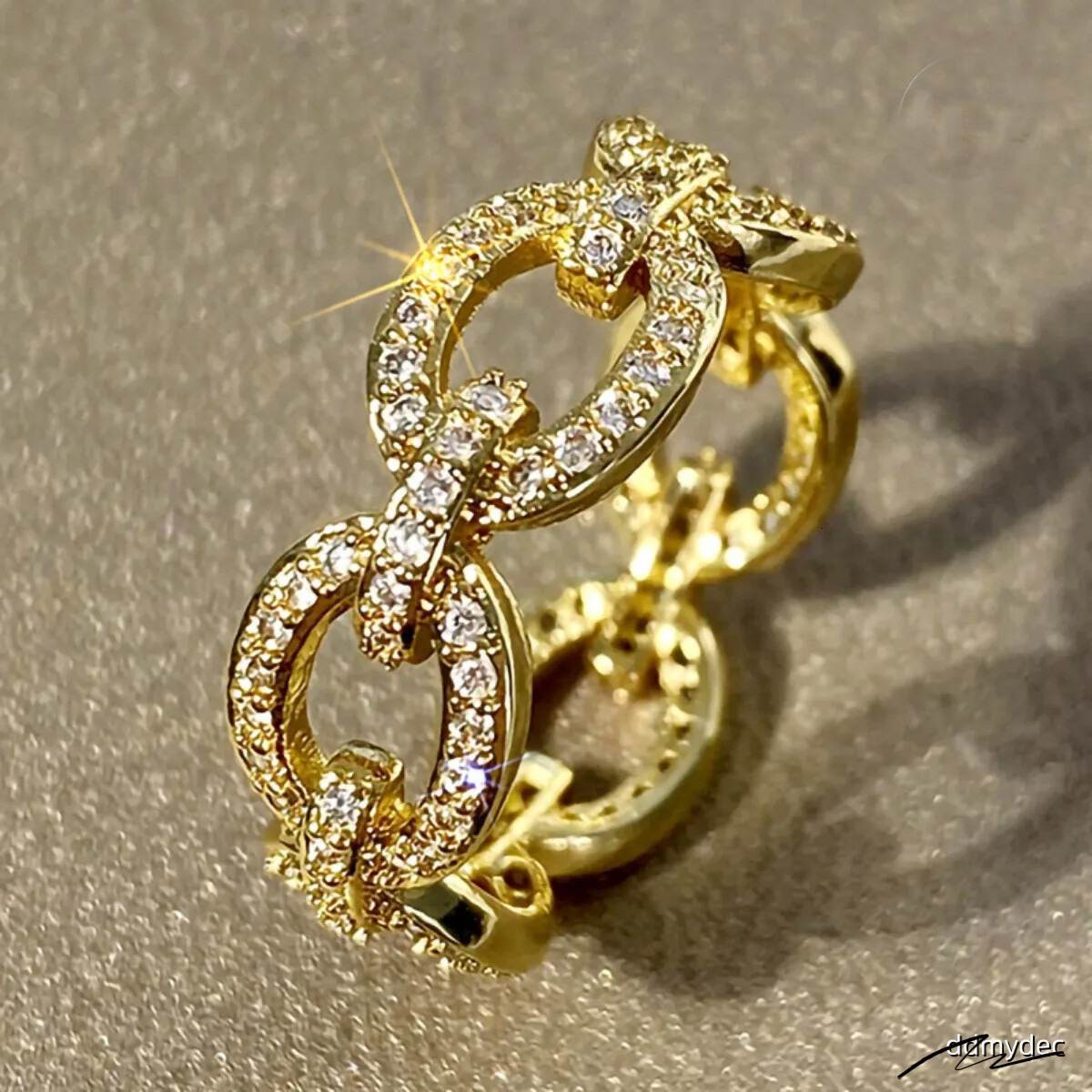 2025 New Round Buckle Micro-Inlay Design Geometric Trendy Style Personalized Cuban Chain Designer Ring ddmyDec