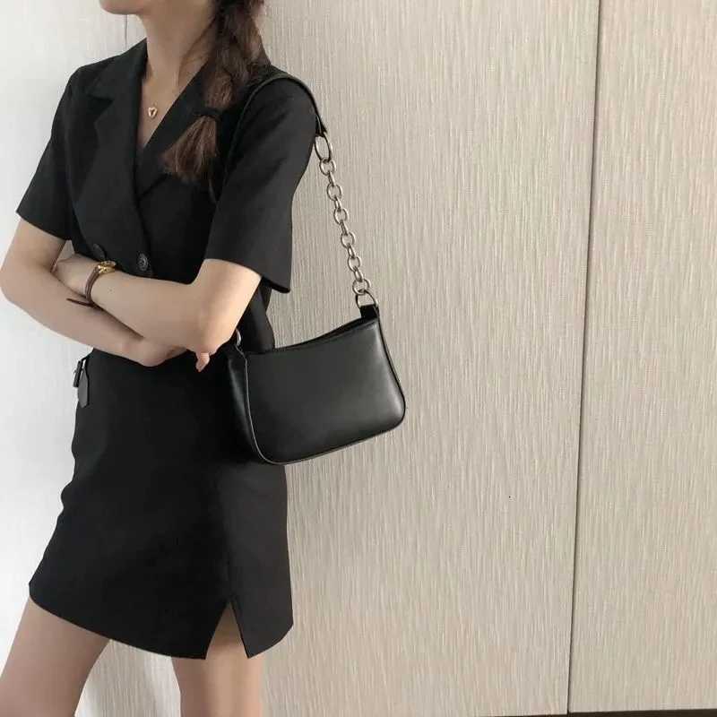 Simple Style Hot Shoulder Bag Women Black Handbag PU Leather Armpit Messenger Bags Purse New Fashion Z250915