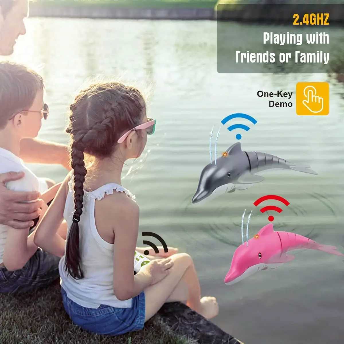 Remote Control Dolphin Toy 24G High Simulation Dolphin Remote Control for Swimming Pool Bathroom Great Gift RC Boat Shark Toys C250915