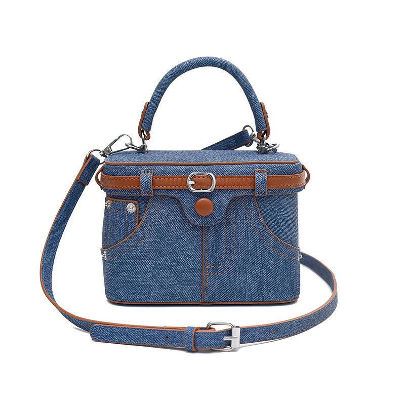 Luxury Brand Designer Bag Unique Design Handbag Box Bag For Women New Fashion Denim Patchwork Shoulder Bag Trendy Simple Crossbody Bag