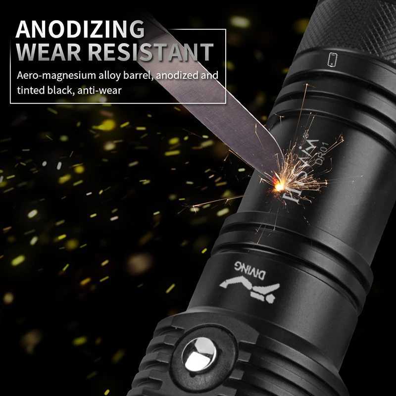 HISWN DR01 Diving Fill Flashlight IPX8 Waterproof 2500LM Ultra Bright Flashlight Professional underwater photography for diving C250915