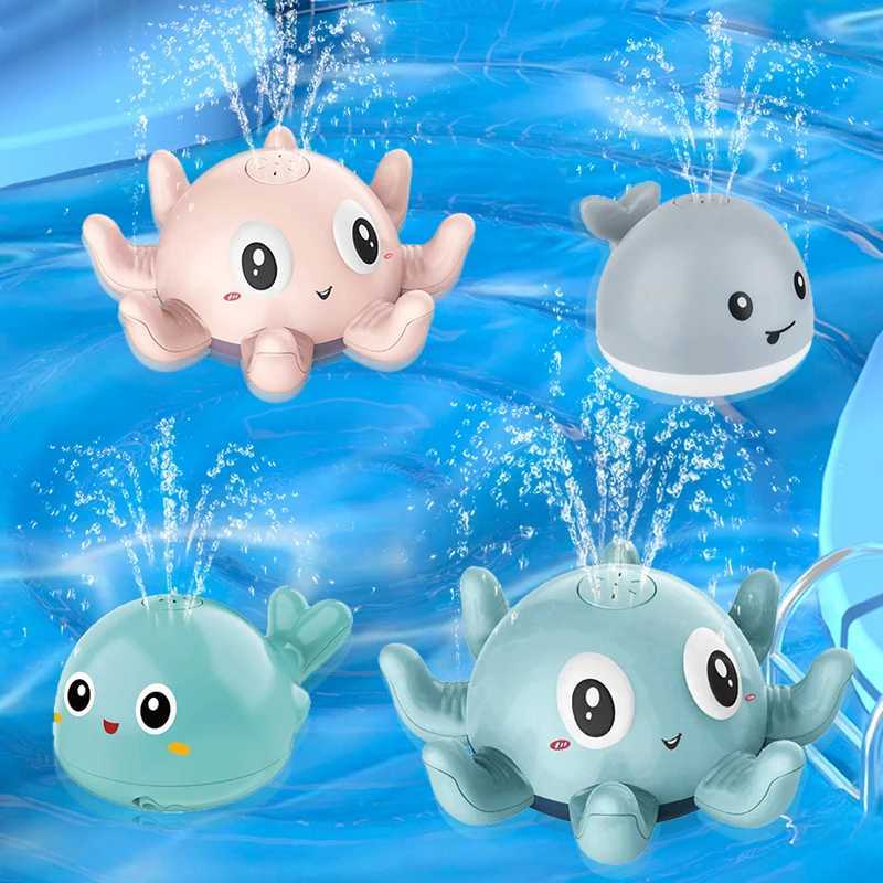 Electric Octopus Whale Baby Bath Toys Automatic Sensing Squirting Water Spray Water Shower Toys for Kids Bath with LED Light C250915