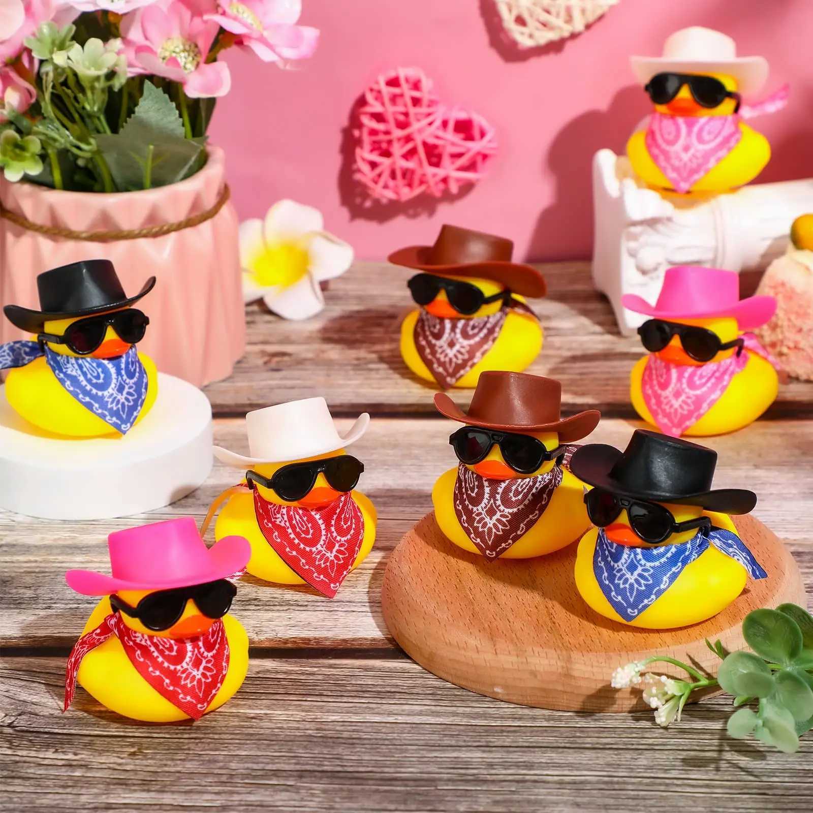 6 SetCowboy Rubber Duck with Hat and Scarf Mini Rubber Duckies Party Toys Shower Birthday Swimming Party Favor C250915