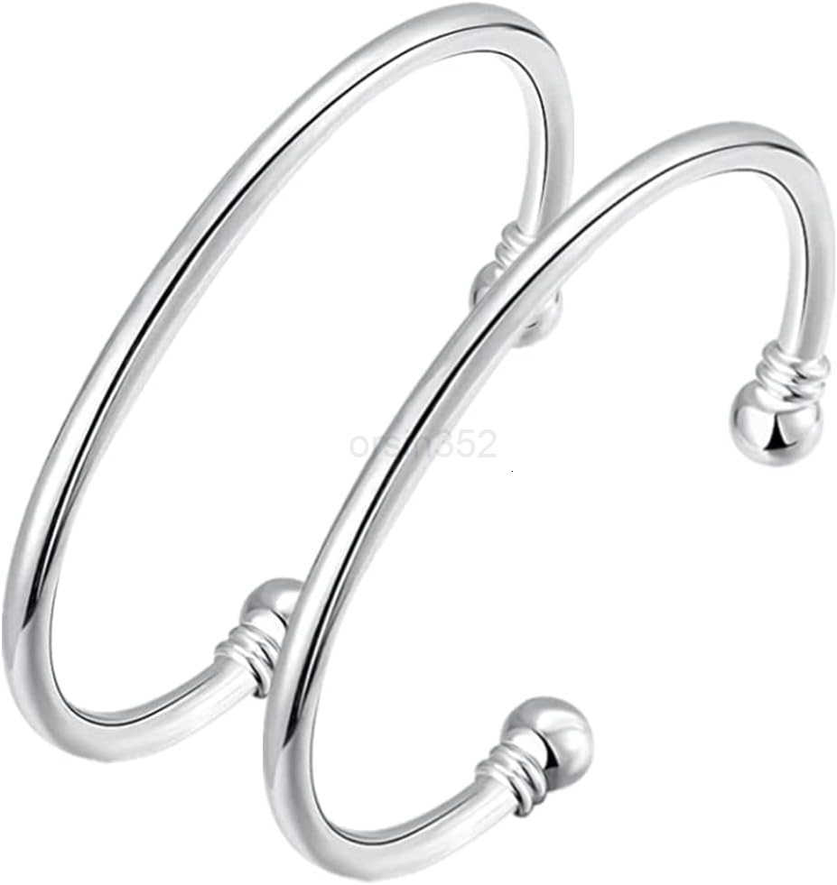 Silver Bangle Bracelets for WomenFashion Jewelry Simple Adjustable 925 Silver Cuff Bangles for Women Mom Wife Valentine Mothers Day GiftW250915