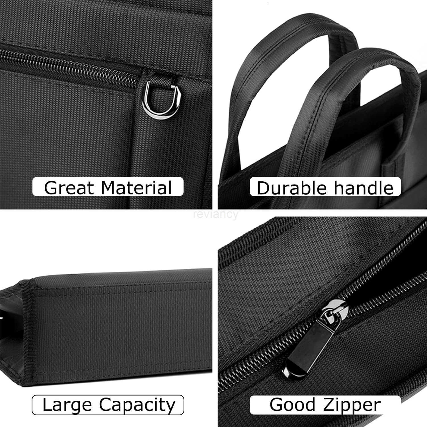 Black Oxford Handle Document Bag with Zipper Briefcase for Men File Tote Bag for Carrying Paper Files HorizontalW250914