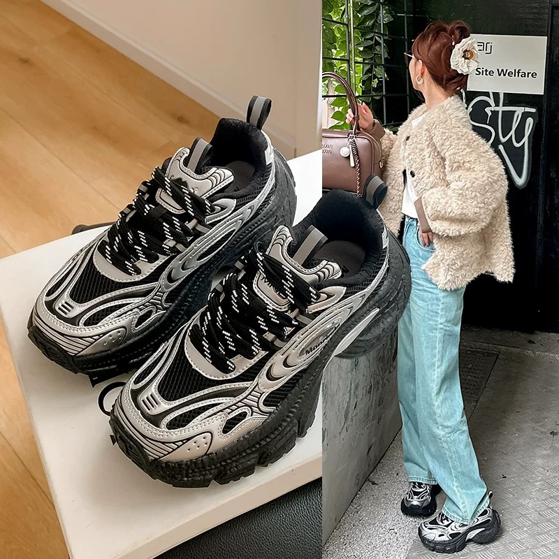 Mirinda Mesh Breathable Dad for Women 2025 Spring Summer Thick Height Increasing Women's Soft Sole Casual Sports Shoes