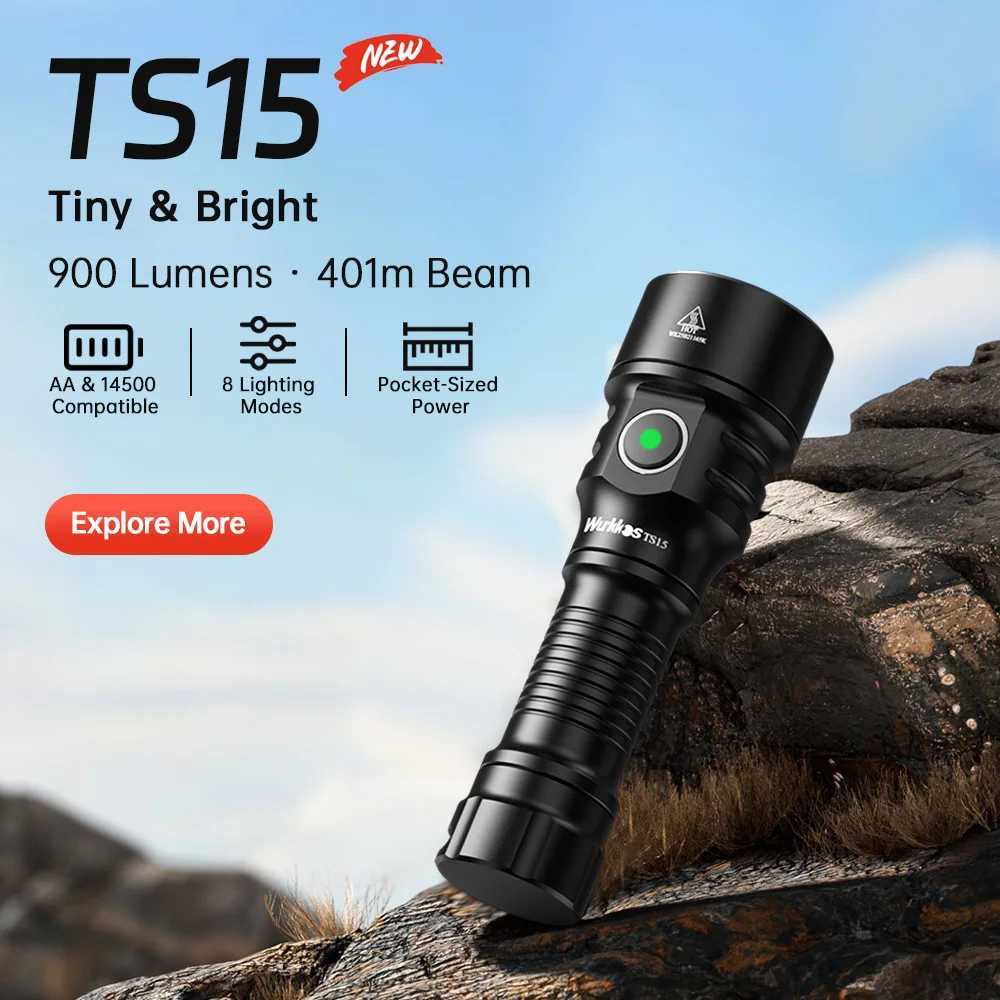 Wurkkos TS15 Mini Torch 900LM Rechargeable LED Flashlight 14500AA Portable Work Light IP68 Waterproof Magnetic Lamp for Hiking C250915