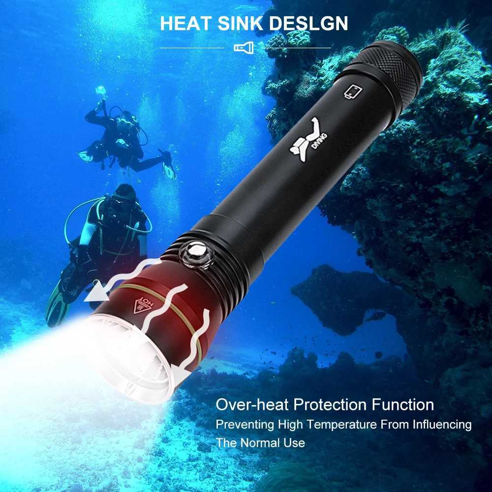 Asafee S4 Underwater Diving Flashlight LED Waterproof Diving Torch 2000 lumen Spearfishing Underwater Hunt Flashlight Light C250915