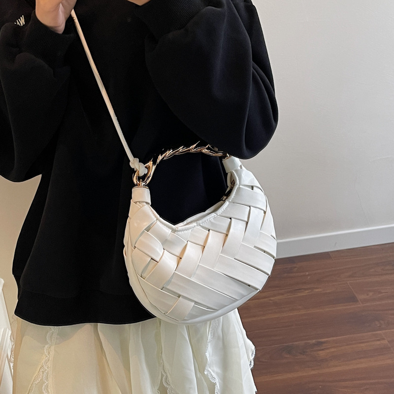 Luxury Brand Designer Bag Women's Bag Woven Texture Handbag Crescent Dumpling Bag 2025 New Niche Design Korean Version Single Shoulder Crossbody 