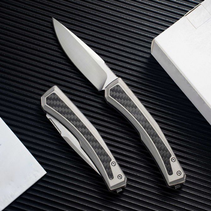 0556 Tactical Folding Knife D2 Satin Blade Aviation Aluminum with Carbon Fiber Handle Outdoor Camping Hiking EDC Pocket Knives