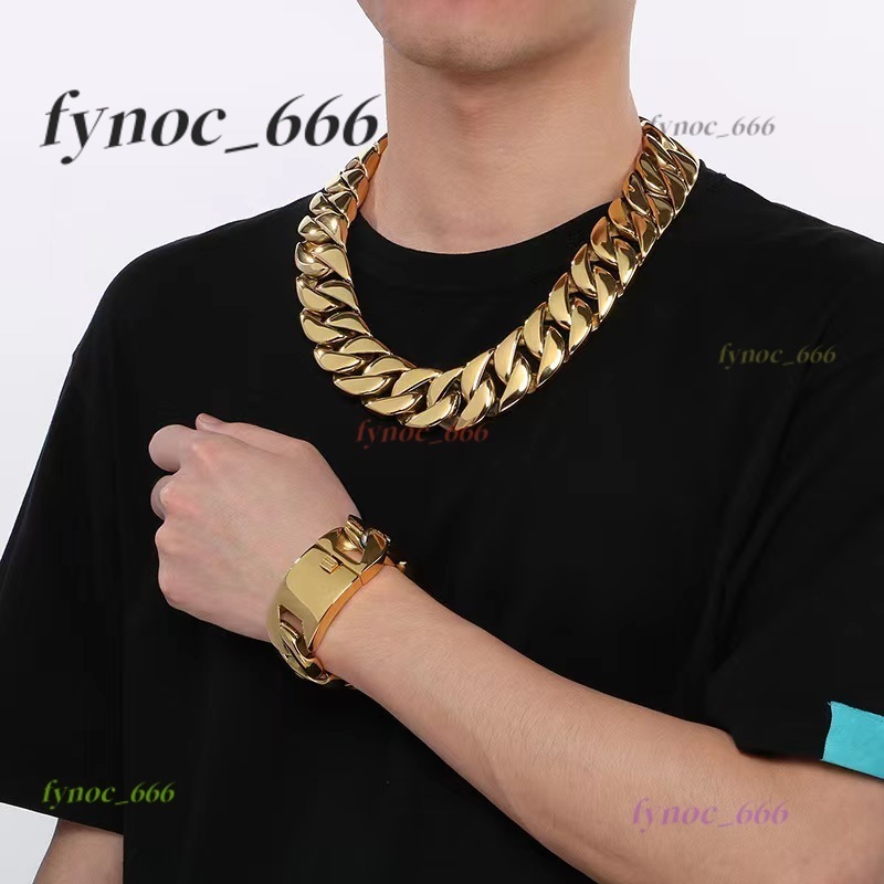 Mens 31mm Large Heavy Polished Gold Plated Stainless Steel Chunky Cuban Curb Chain Link Necklace with Moissanite for Anniversary