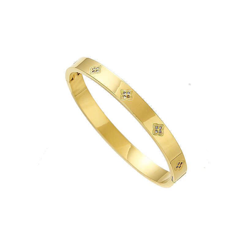 Titanium Steel Non-Fading Zircon Bracelet for Women, Light Niche High-End Ins Style, Simple and Elegant Versatile Bangle Jewelry