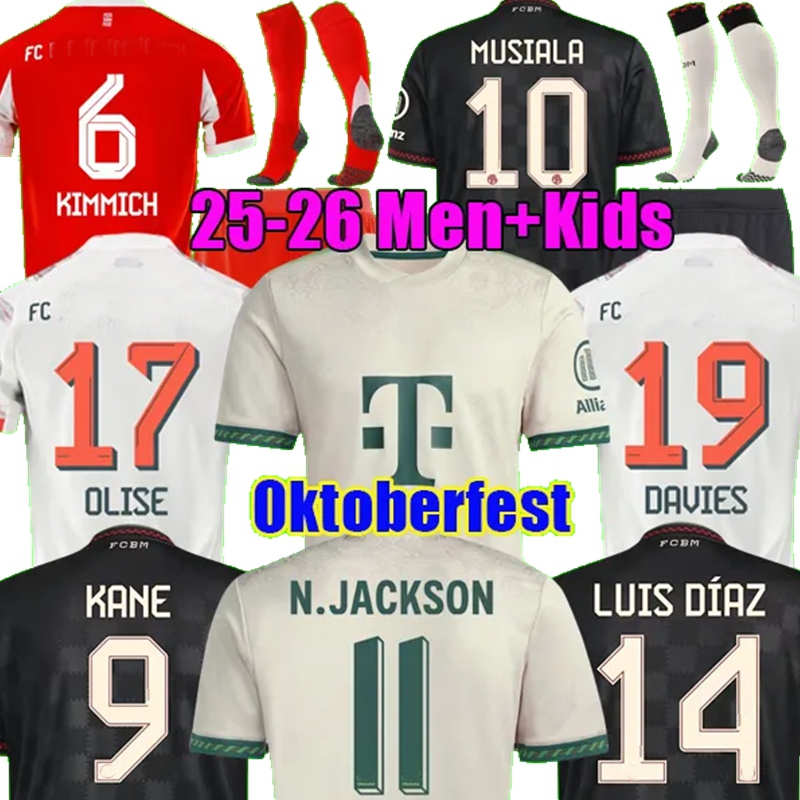 LUIS DIAZ BayernS 2025 2026 KANE MINJAE Soccer Jerseys GNABRY OLISE LAIMER MUSIALA NEUER N.JACKSON MULLER BOEY BISCHOF Kimmich TAH GORETZKA football men kids shirt