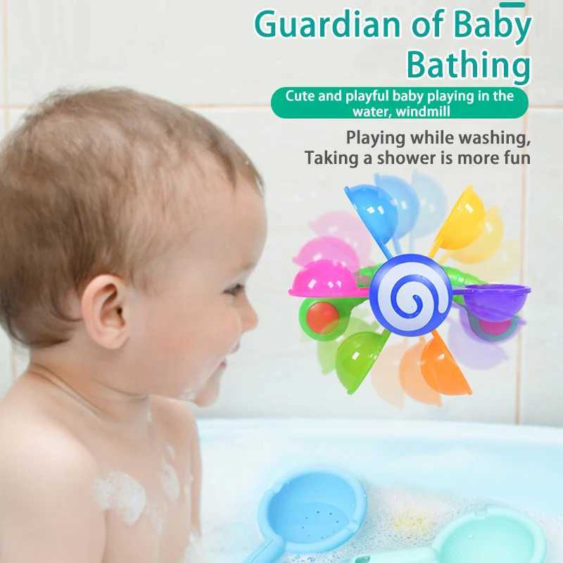 Baby Bath Colorful Windmill Toys Spinner Squirt Water Game Set Children Bathing Interaction Sprinkler Toys Baby Bathing Gifts C250915