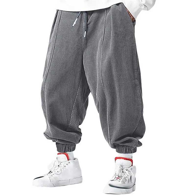 Fall Mens Casual Loose Drawstring Pants Fashion HighEnd HipHop Style Premium Corduroy Trendy Cuffed PantsXJ250915