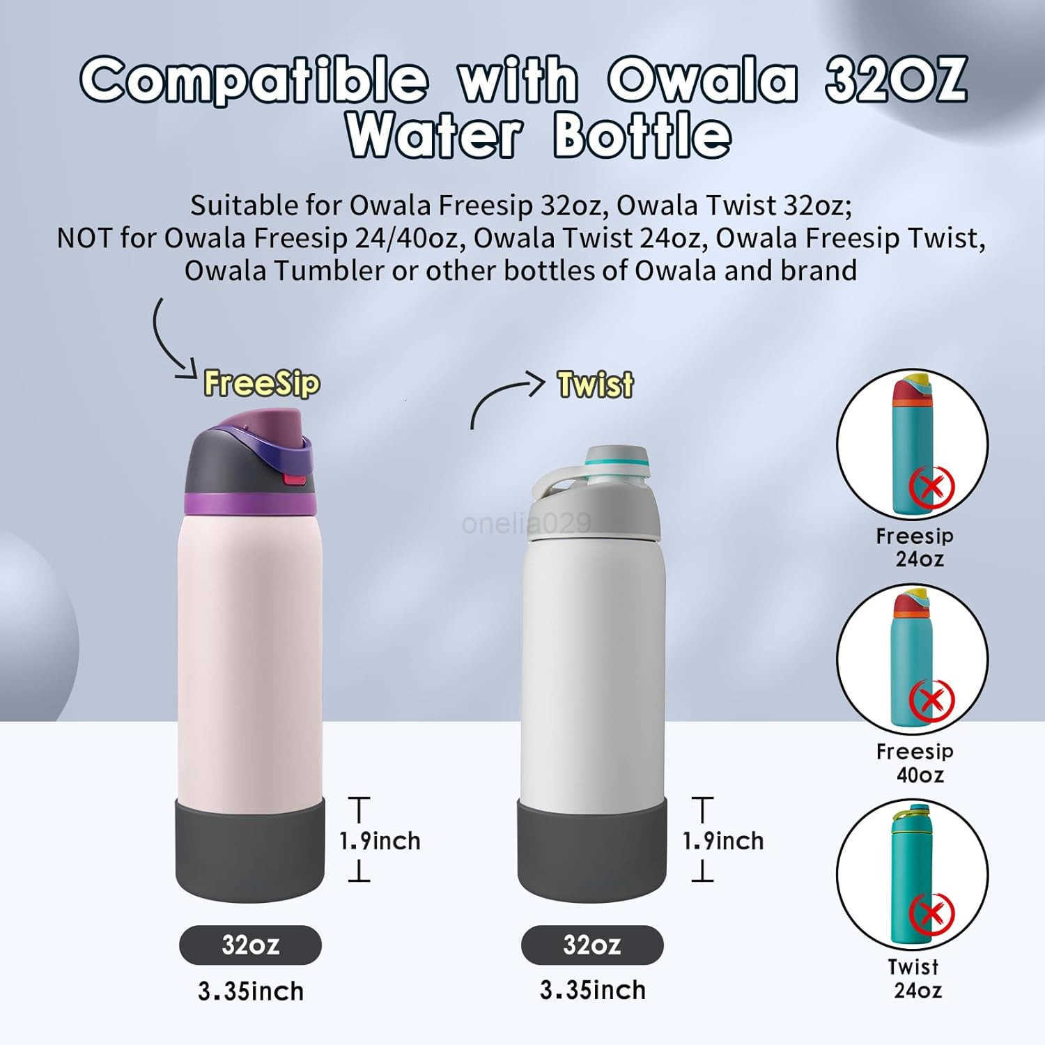 Water Bottle Boot Compatible with Owala 24oz 32oz 40oz Protective AntiScratch AntiDent No Noise Sleeve Cover for FreeSipTwistFlip Water Bottles W25091
