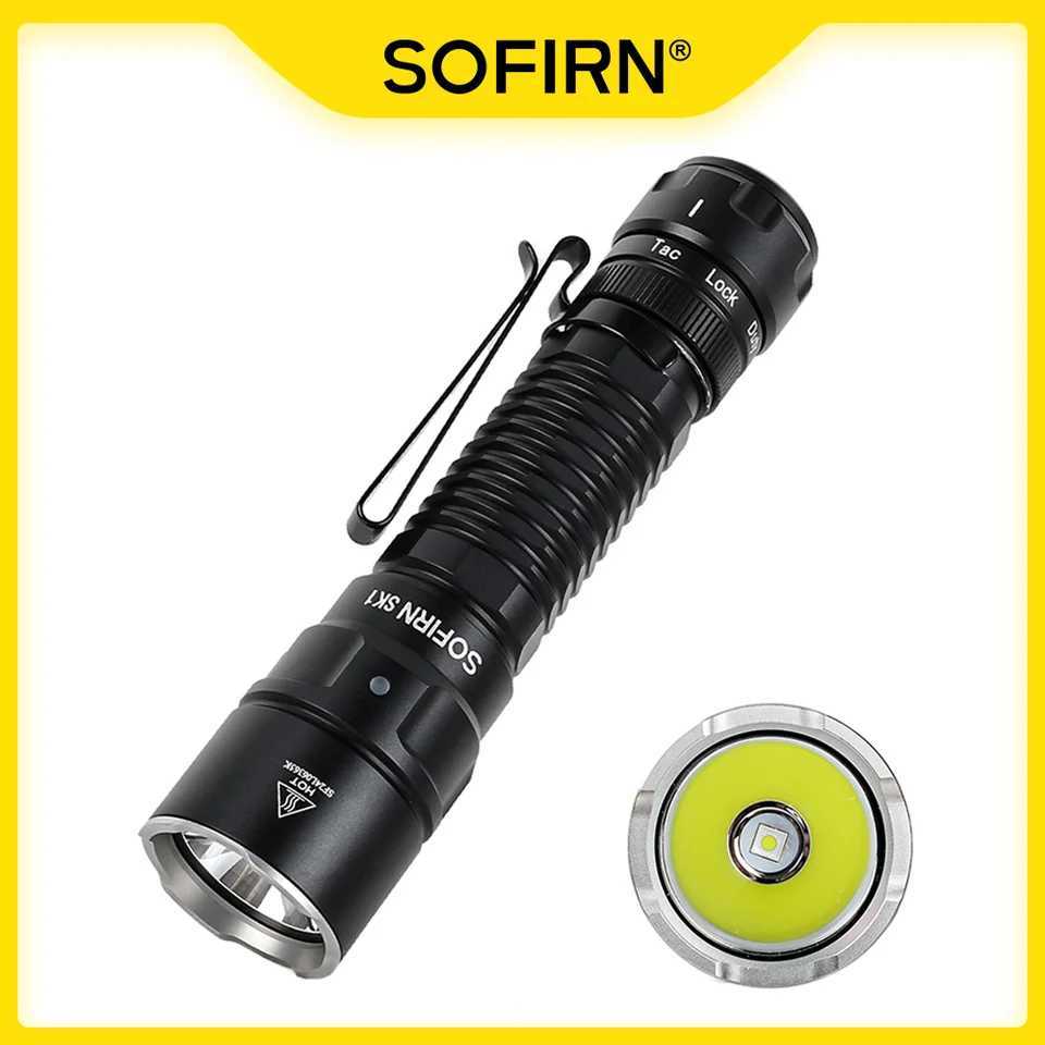 Sofirn New SK1 1300lm Tactical Flashlight SFT25R LED Light 18650 USB C Rechargeable 479m EDC Torch IP68 Lamp with Dual Switch C250915