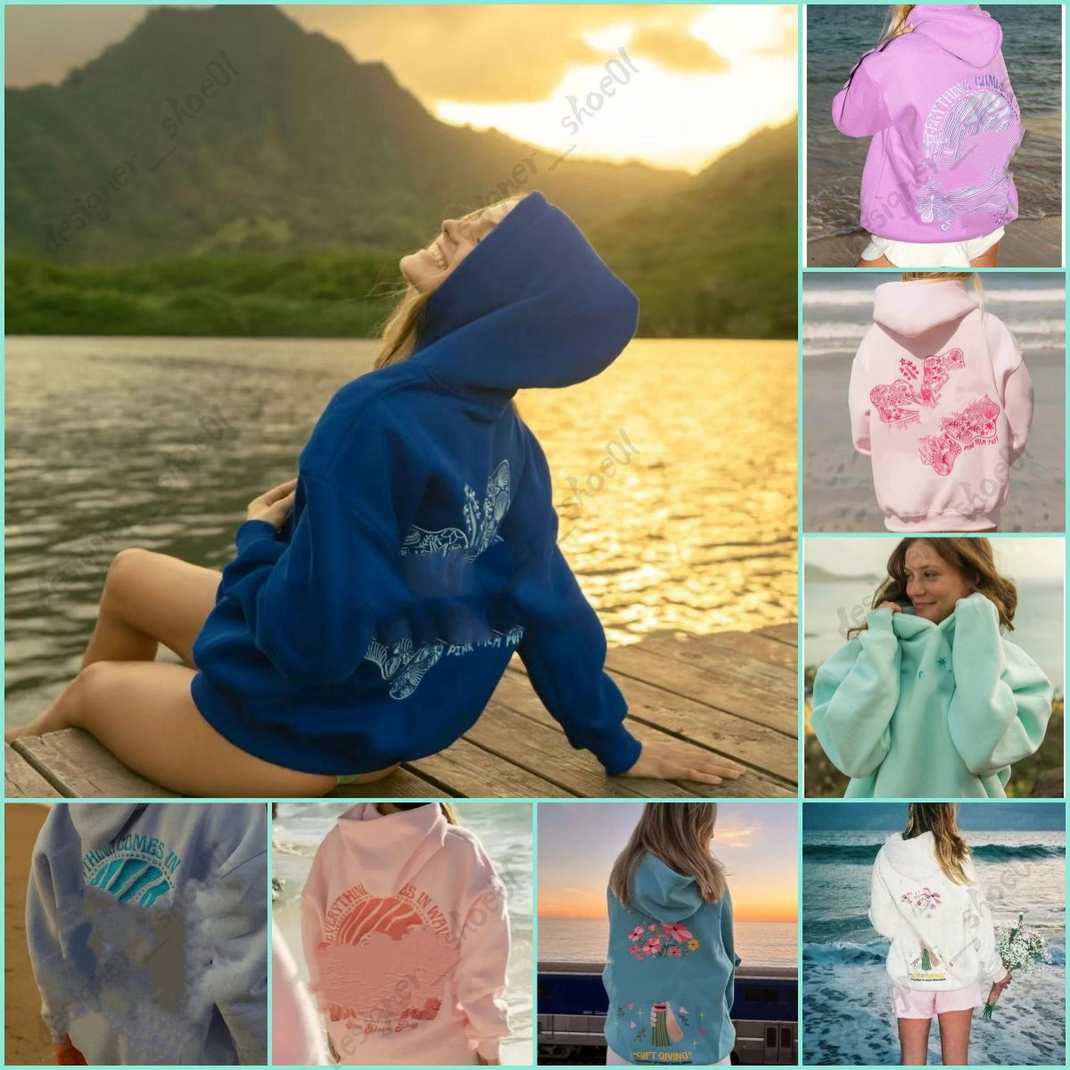 Designer hoodies Chasing Sunsets Hoodies Embroidery Sunshine Fashion Y2k Loose Hooded Sweatshirt hoodie Women street Autumn hoody yy77