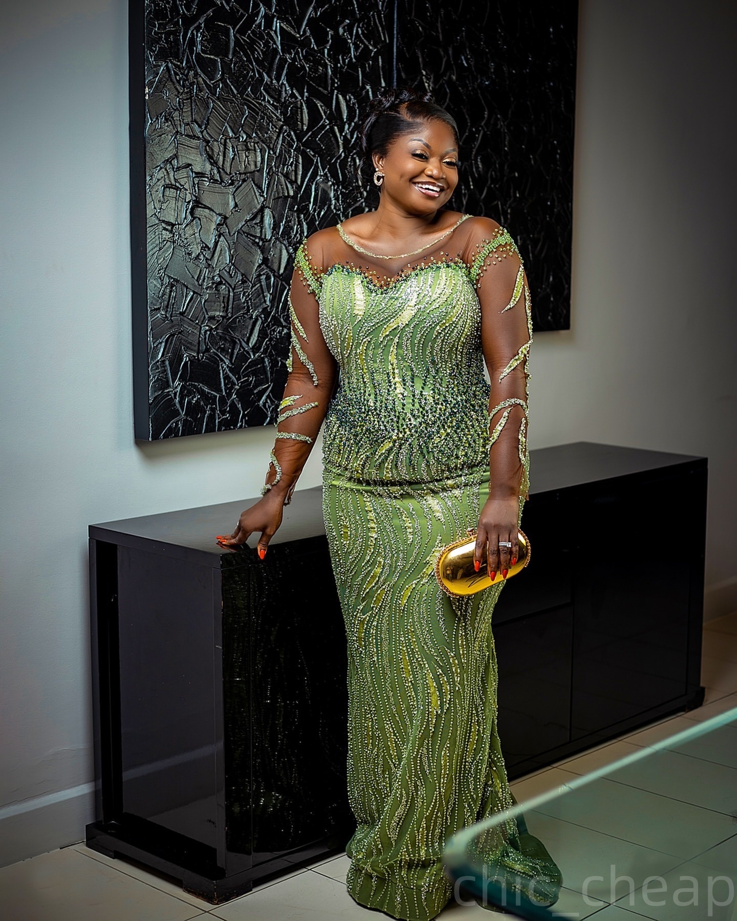 Aso Ebi Olive Green Mermaid Prom Dresses 2025 Beaded Sheer Neck Lace Evening Formal Party Second Birthday Engagement Gowns Plus Size Dress For Special