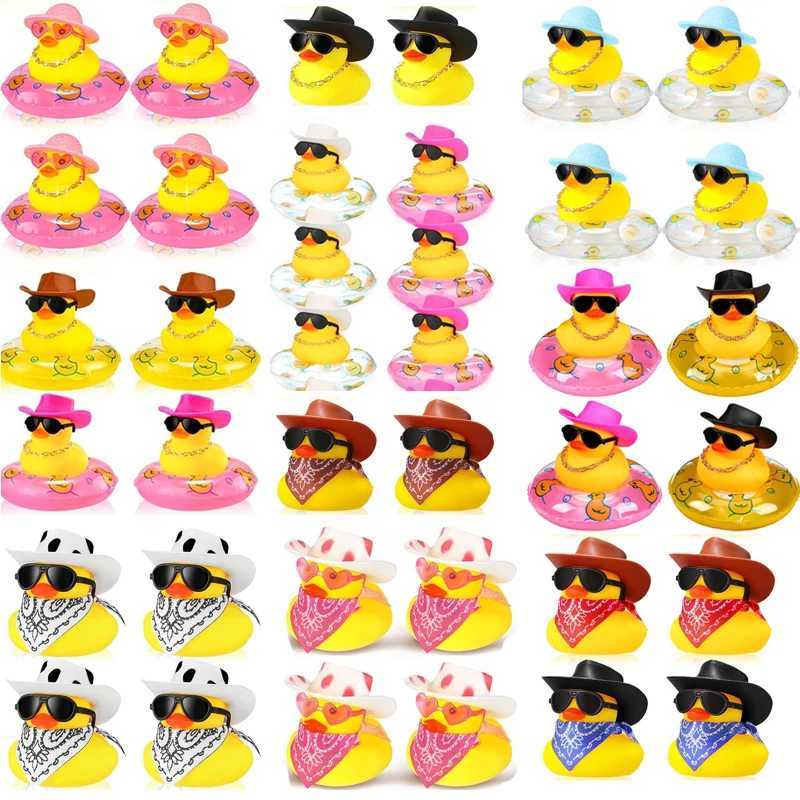 6 SetCowboy Rubber Duck with Hat and Scarf Mini Rubber Duckies Party Toys Shower Birthday Swimming Party Favor C250915