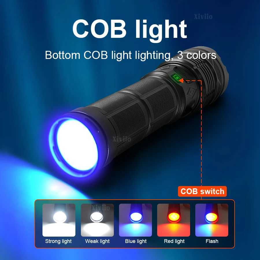 300000000LM Ultra Bright LED Flashlight USB Rechargeable Zoom Flashlights 5000M ABS Tactical Torch Camping Fishing Work Lamp C250915