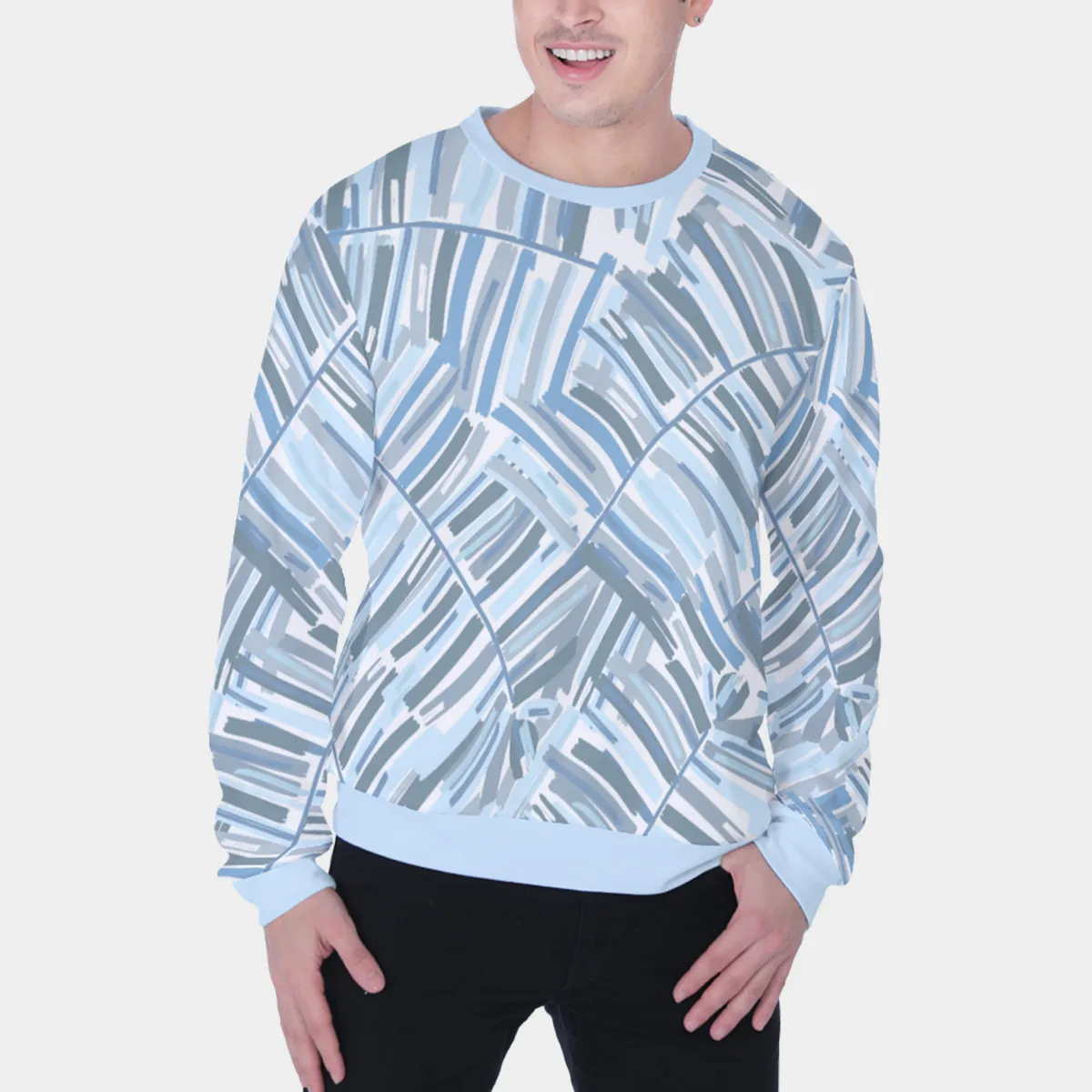 DHgatepod Men's Printed Fleece Lined Sweatshirt - Heavyweight 320GSM Wool Style Hoodie with All-Over Pattern for Warmth & Comfort