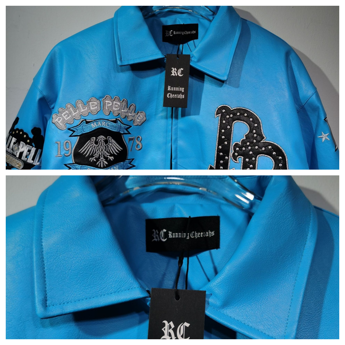 Men's Jackets High-quality PP Authentic Women's Black Blue Red Purple Leather Genuine Leather Embroidered Diamond Short Jacket