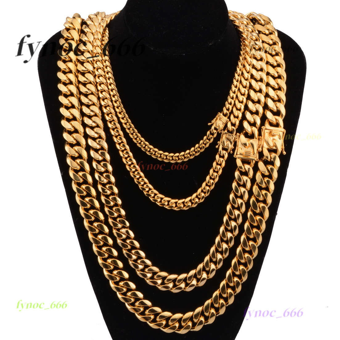316L Stainless Steel Cuban Link Chain 18K Gold Plated 6MM 8MM 10MM 12MM 14MM 16MM 18MM Mens Miami Curb Cuban Chain Necklace