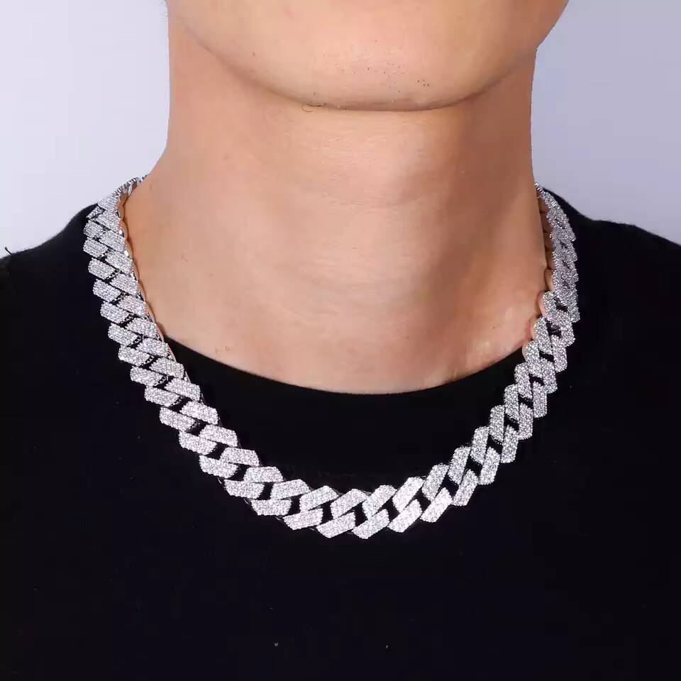26 Inches 614mm VVS Quality Moissanite Diamond Necklace 925 Sterling Silver Cuban Link Chain Iced out Hip Hop Style