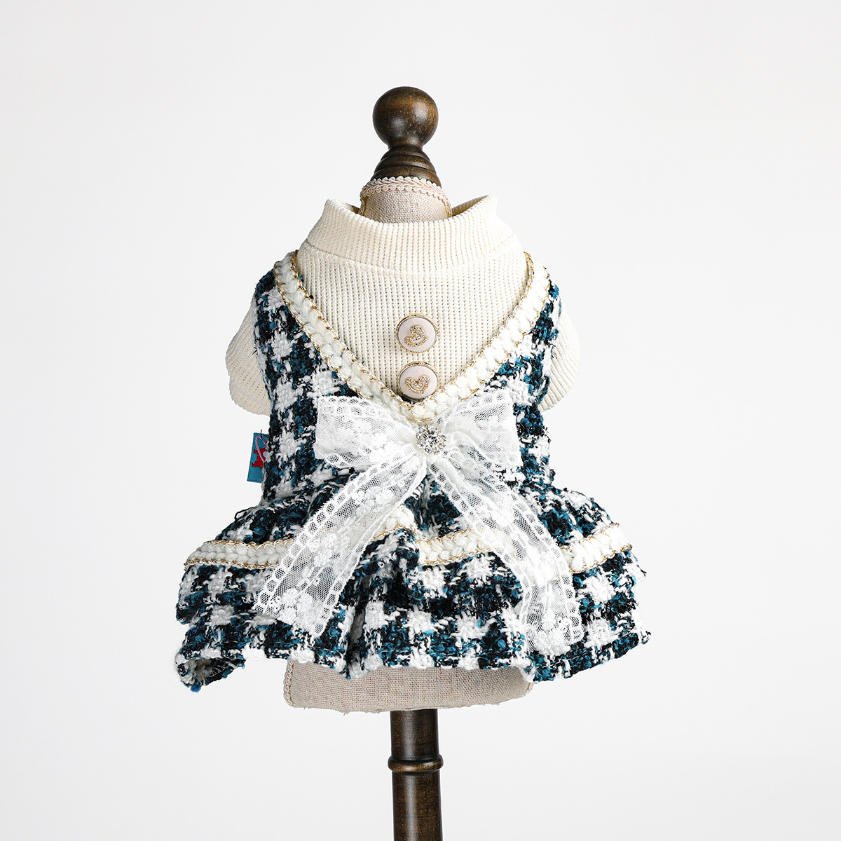 Pet Puppy Cat Clothes Autumn Winter New Blue Noble Dress Skirt
