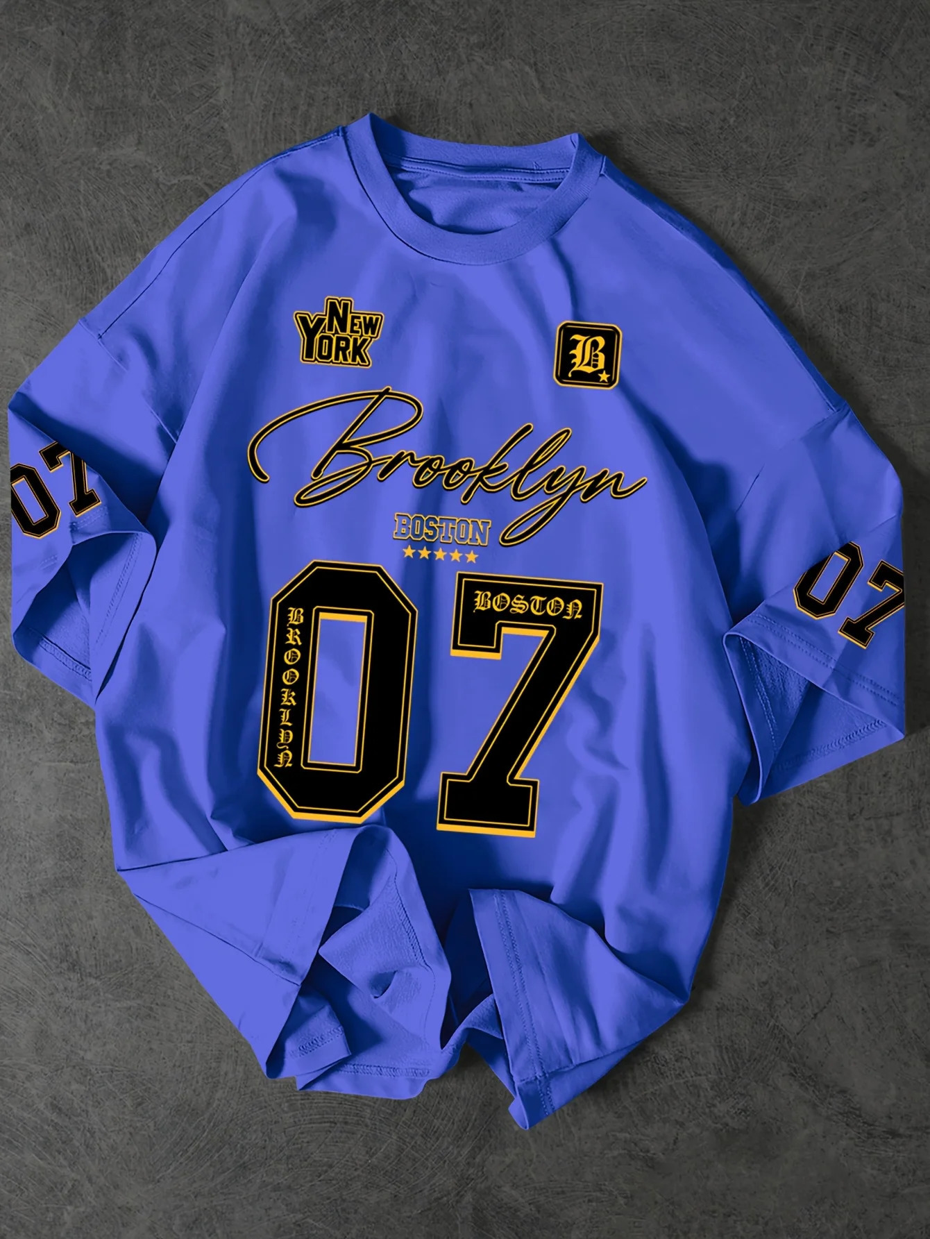 Mens Brooklyn 07 Graphic Print Summer TShirt Casual Loose Fit Short Sleeve Tee with Bold Lettering Number 250915